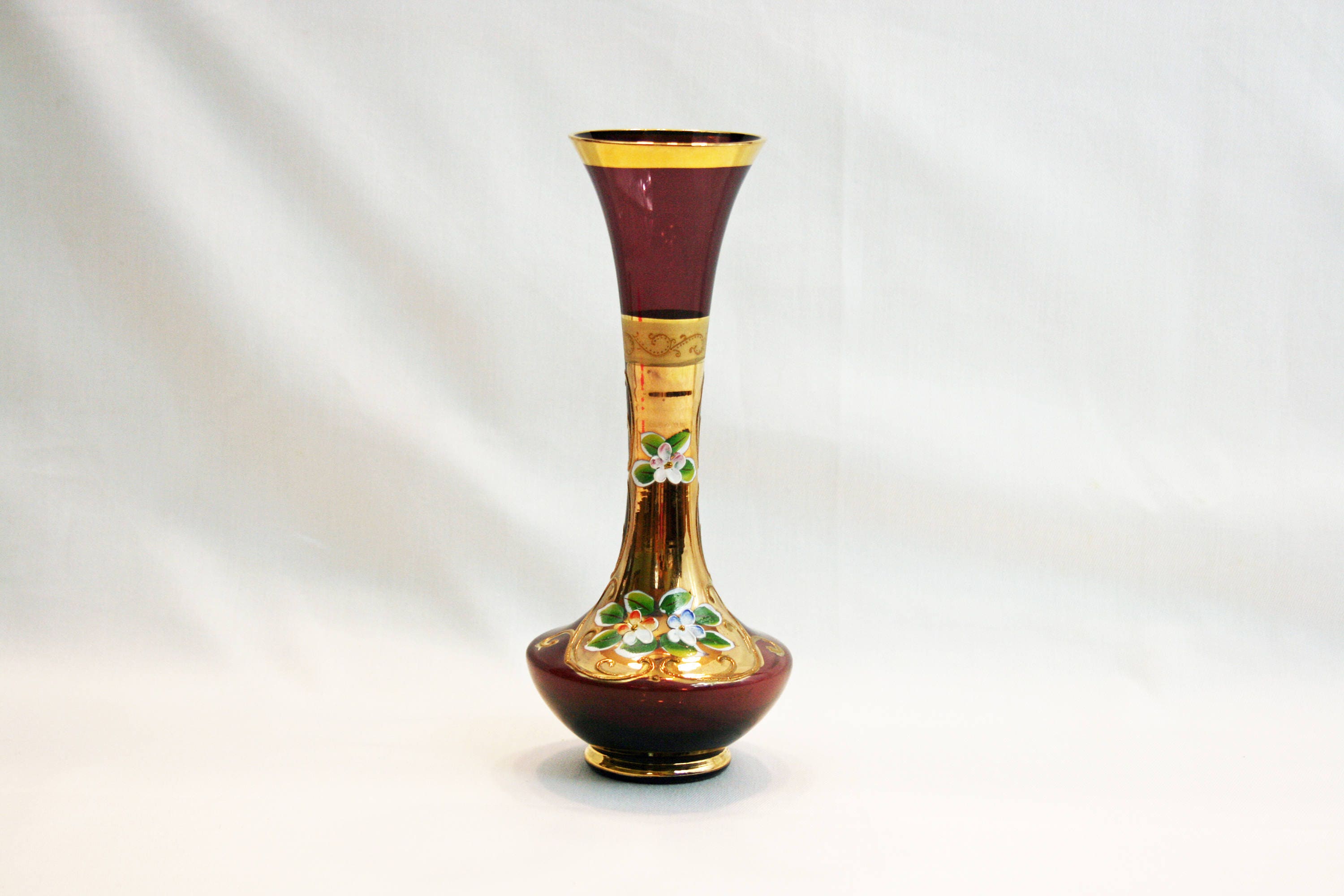 Vintage Lefton Amethyst Purple Bud Vase Gold Gilding Enamel Flowers ...