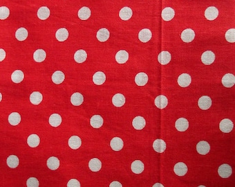 1 red white polka dots pattern 50x50cm 100% cotton fabric coupon