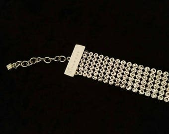 Givenchy Vintage 1970's Mesh Silver Tone Disco Choker Necklace