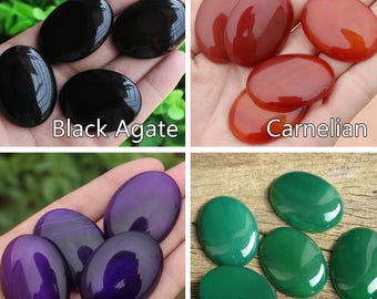 Large Gemstone Cabochons, Natural Amethyst/ Agate/ Sandstone/ Unakite Big 30*40mm Oval Stone Cabs Supplies (HX174/175)