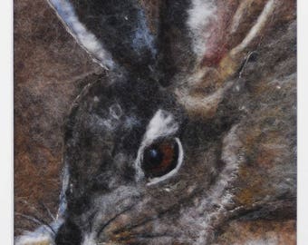 felted hare painting