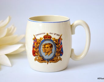 Coronation Memorial Mug, Vintage Collectibles, British Royal Family, Collectors Mug, Vintage Tableware, Royal Memorabilia, c 1930 s