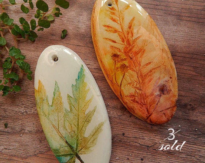 Multicolor herbs necklace, grass pendant, boho style, hand-painted, epoxy, natural style, summer jewelry, Maple Leaf, minimalism, imprint