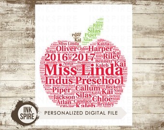 Personalized Teacher Print, Personalized Teacher Art, Gift From Class, Teacher Appreciation, Teacher Gift, End of Year Gift, DIGITAL FILE