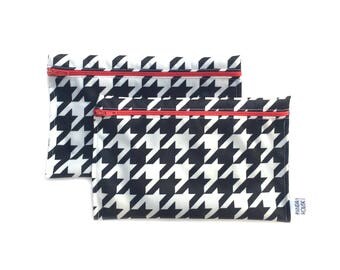2 Sacs à collation réutilisables - Pied de Poule - Reusable snack bags - 2 snack bags - Dogstooth