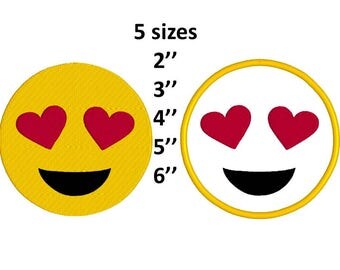 Heart Eyes Emoji embroidery design, machine embroidery design, fill and applique design, instant download, 5 sizes, fits 4x4,5x5,6x6 hoop