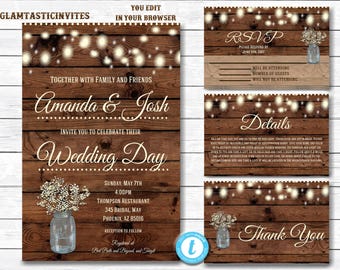 rustic wedding invitation printable country wedding invitation digital file printable wedding invitation - Country Rustic Wedding Invitations rustic wedding invitation printable country wedding invitation digital file printable wedding invitation - Country Rustic Wedding Invitations