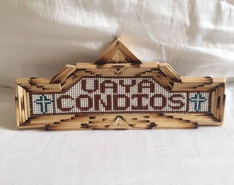 Vintage Folk Art Vaya Condios Beaded Sign