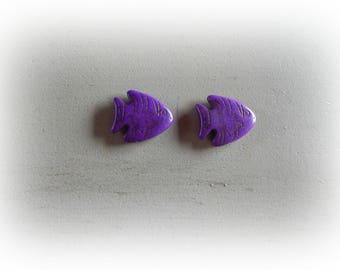 2 beads 27 * 24 mm purple howlite fish