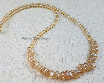 Champagne Luster Crescent Necklace