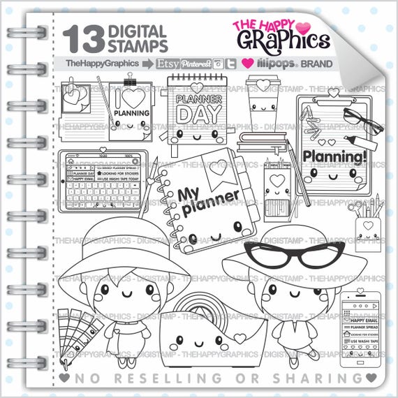 Planner Girl Stamps Commercial Use Digi Stamp Digital Image