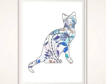 Cat Wall Art cat art | etsy Cat Wall Art cat art | etsy