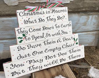 Christmas in heaven stacked wood blocks