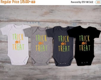 LATE SHIP SALE Baby Boy Halloween Costume, Trick Or Treat Bodysuit, First Halloween Baby Boy Outfit, Halloween Photo Prop, Halloween Baby Bo