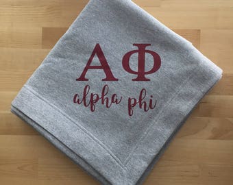 Alpha Phi Blanket; APhi Blanket; Sorority Blanket; Sweatshirt Blanket; Sorority Gift; Big little sorority; Alpha Phi Gift