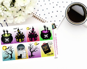 Planner Stickers|Spooky Halloween Stickers|Full Box Stickers|Halloween Stickers|Decorative Stickers|SH001