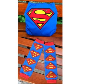 Cloth diaper and Leg warmer matching Set --- HapPee Bum Embroidery--- All-In-One Cloth Diaper