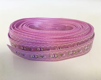 purple ribbon, purple grosgrain ribbon, 3/8 inch ribbon, purple flower ribbon, ribbon by the yard, hairbow supplies,