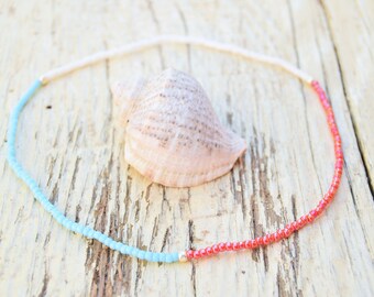 Very Dainty Anklet Beaded Bracelet Beaded Anklet Beach Anklet Dainty Bracelet Friendship Bracelet Seed Bead Bracelets Block Colors Bracelet
