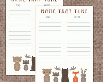 Baby Shower Game Woodland Animals Name That Tune Game