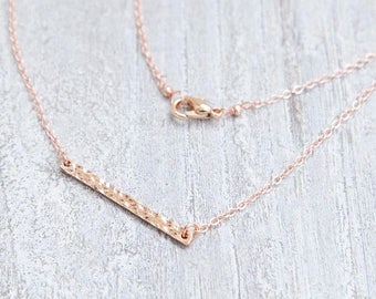 Minimalist Rose Gold Necklace, Rose Gold Bar Necklace, Dainty Bar Necklace, Simple Necklace, Everyday Necklace, Simple Rose Gold Jewelry