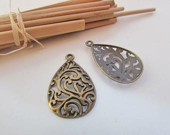 4 charm 35 x 22 mm metal bronze-hole 2 mm-453.22 pedentif