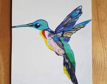 SALE Beautiful Colorful Hummingbird JUMBO Postcard Flying Humming Bird Colored Pencil Drawing Sketch Art By Scott D Van Osdol 5.5x8.5 Wild B