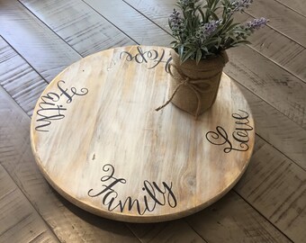 Lazy Susan,18" Decorative round wood,FREE SHIPPING,Love,Faith,Hope,Family,Shabby chic turntable,kitchen decor,rustic turntable,farmhouse