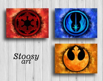 star wars poster set of 3 galactic empire jedi order rebel alliance star wars painting