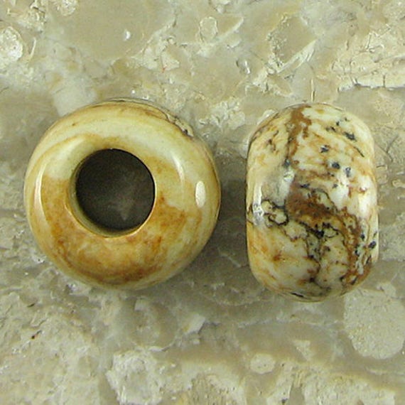 14mm picture jasper beads 2 pcs 1496