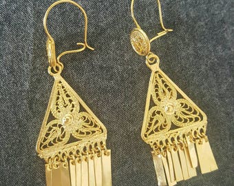 Oaxaca, Mexico Golden filigree earrings.