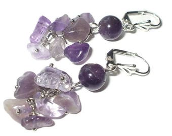 Amethyst earrings for women jewelry purple earrings February birthstone jewelry Dangle earrings for gifts for grandma gift Earrings dangling