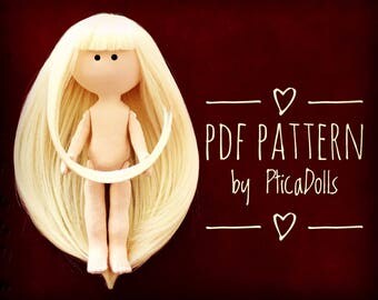 PDF craft fabric doll pattern Textile doll body Handmade Rag 10'' Doll PDF Sewing Pattern of Doll's body How to Make soft doll