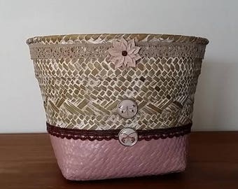 decorated with wicker basket
