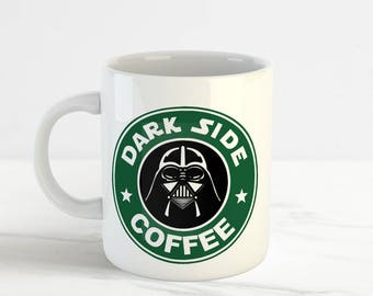 Dark Side Coffee, Funny Starbucks Star Wars Fan Mug Cup, Darth Vader