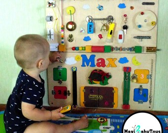 Personalized Busy Board Montessori toy Learning toy Baby Sensory board Montessori Toddler Activity board Personalized 1st birthday gift baby