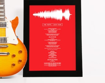 Framed Song Lyrics with actual sound wave of your choice - Personalized gift for him