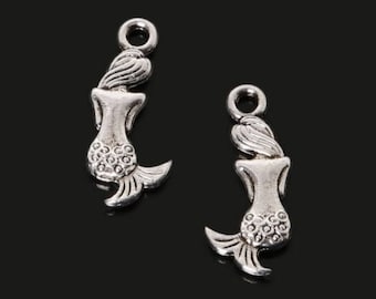 Mermaid Charms, Silver Mermaids, Mermaid Pendants, Under The Sea, Sea Charms, Sea Pendants, Fantasy Charms, Fantasy Pendants, Mermaids,