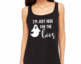 Ladies Relaxed Tank Top, Halloween shirt, Funny halloween tank, Halloween tank, I'm just here for the boos, here for the boos tank
