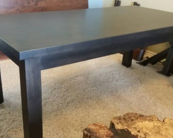 Gorgeous, Sleek, and Modern Solid Maple, Charcoal Stained, Dining Table with TWO Extensions