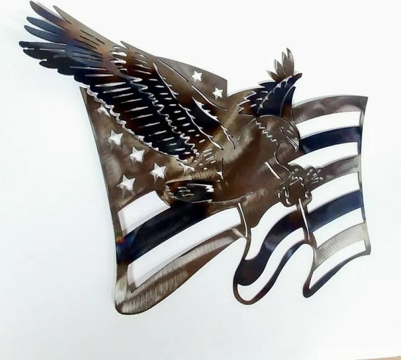 American Eagle USA Flag Metal Art For Torched