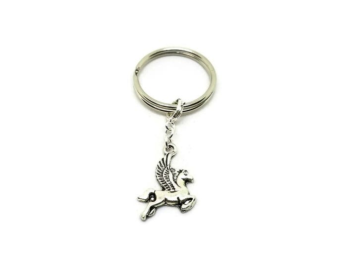 Pegasus Keychain, Flying Horse Key Chain, Stocking Stuffer, Gifts Under 5, Unique Birthday Gift, Gift for Her, One of a Kind Keychain