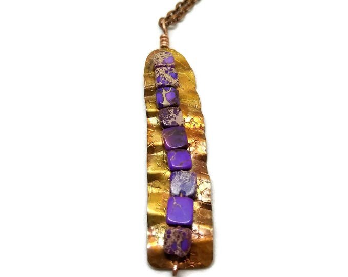 Purple Impression Jasper Necklace, Jasper and Copper Pendant, One of a Kind, Unique Birthday Gift, Gift for Her