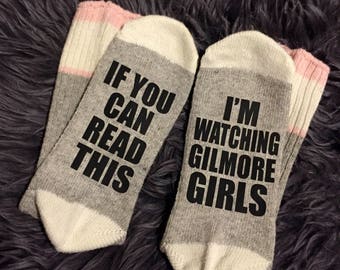 Gilmore Girls Socks, I'm watching gilmore girls, Wine socks, Custom socks, If you can read this socks, funny socks, women's socks, bring me