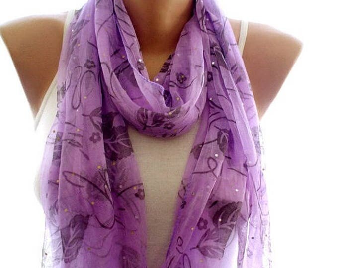 Lace scarf, purple lace scarf,scarves for women, soft scarf, cozy scarf, trendy scarf