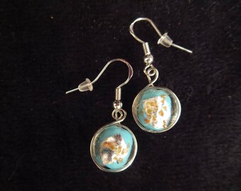 Earrings in silver with blown Lampwork beads