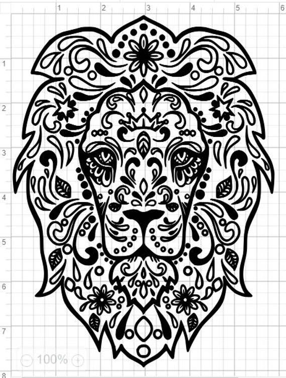 Download Lion Sugar Skull Design SVG EPS DXF Studio 3 Cut File