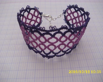 Mauve and purple tatting /dentelle bracelet