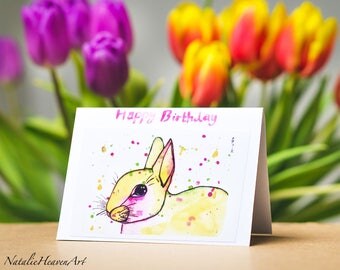 Rabbit Birthday Card Girlfriend, Birthday Card Mum, Birthday Card for Her, Birthday Card Wife, Birthday Card Friend, Birthday Card Sister