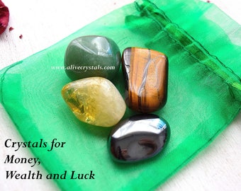 Curación piedras para atracción de dinero, atraer dinero, piedras de cristales de gran alcance riqueza, prosperidad abundancia suerte cristales de energía positiva